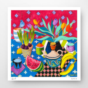 David Schab - Martwa natura z niebieskim ptakiem